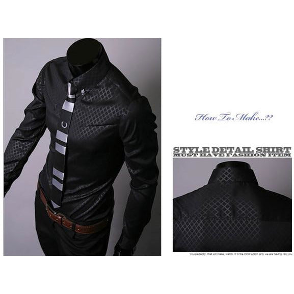 Men's Slim Fit Shirt Diamond Plaid.