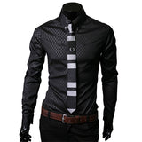 Men's Slim Fit Shirt Diamond Plaid